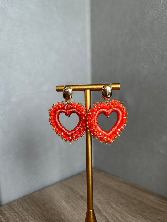 Earrings Orange Heart